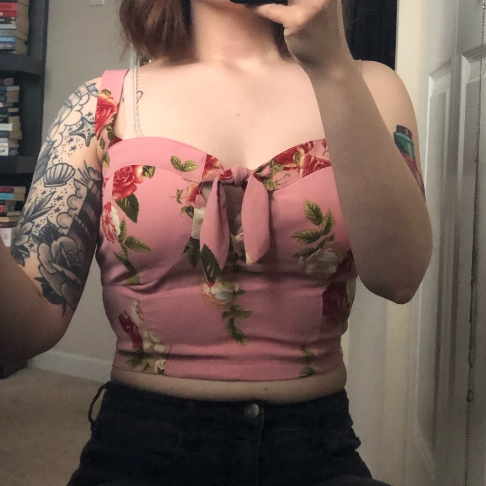 Pink Floral Crop Top